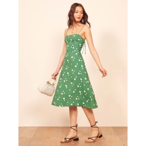 reformation peach midi dress